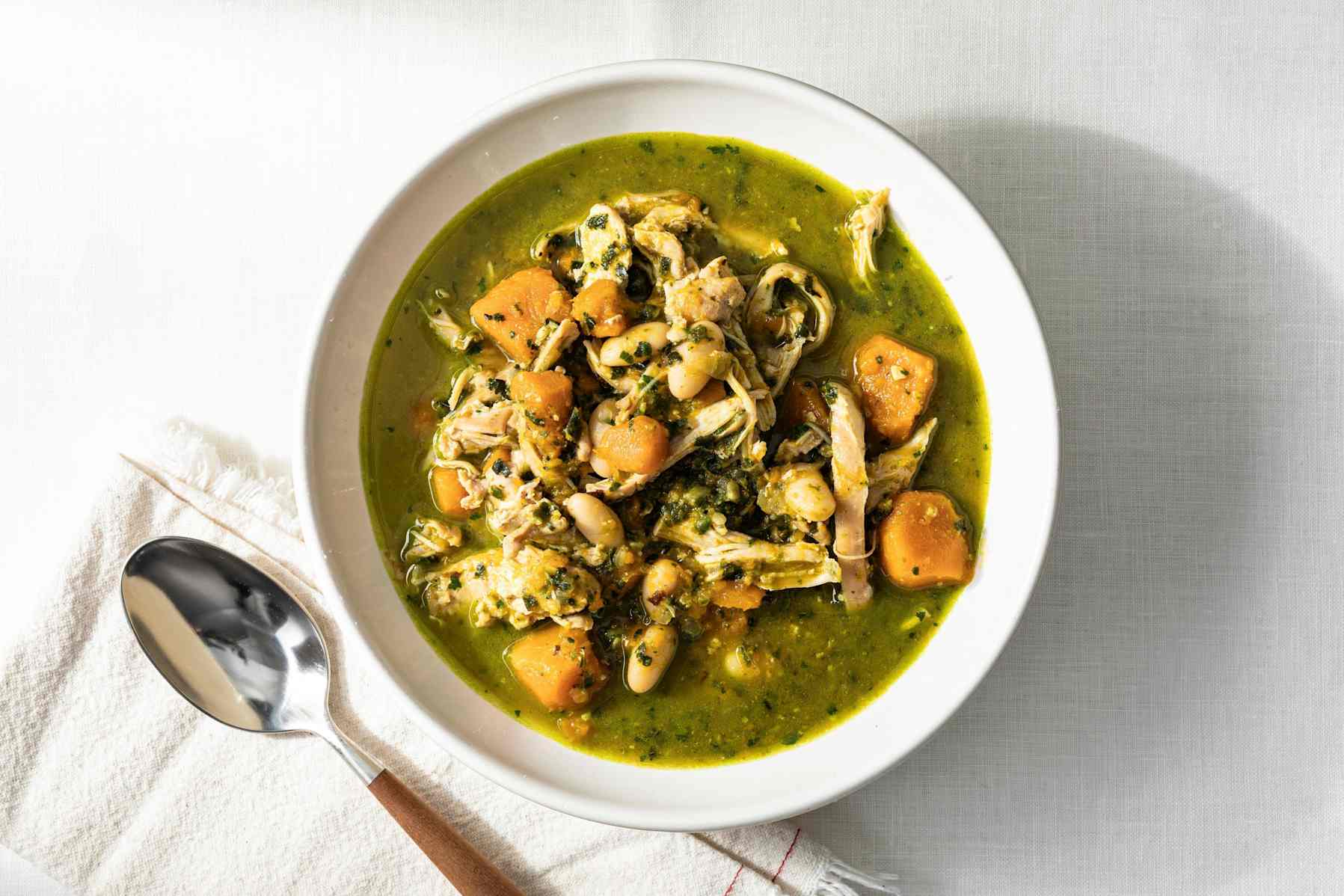 Salsa Verde Chicken and Squash Soup